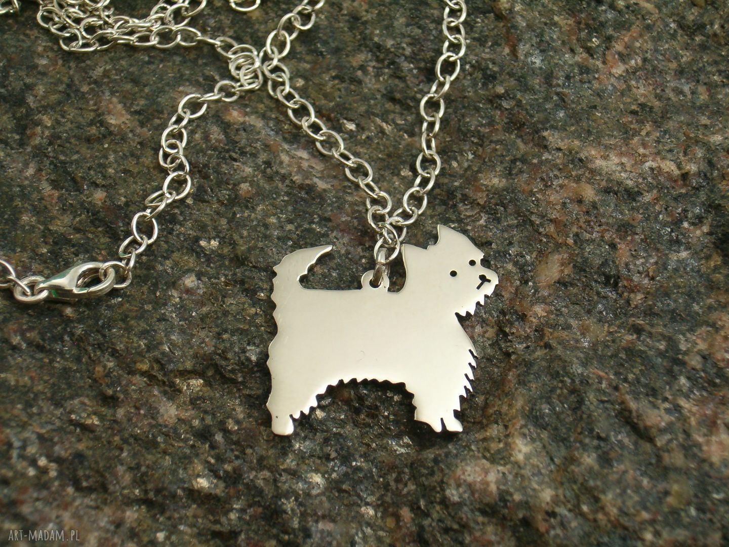 Srebrny naszyjnik White Terrier - rękodzieło 925 z motywem psa (nr 26)