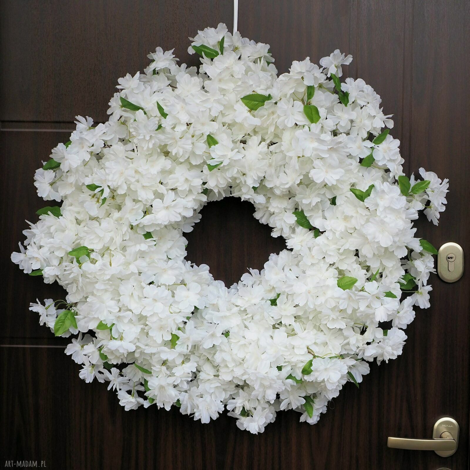 Wianek kwiatowy nr 1 na drzwi i ścianę - handmade, ok. 70 cm
