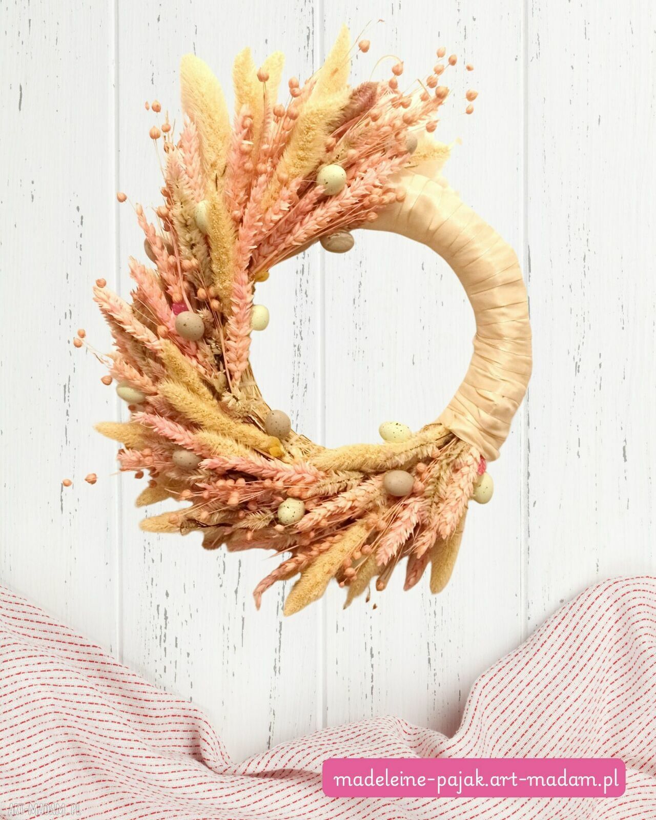 Wianek „Pastelowy Poranek” - pudrowy róż, krem i satyna