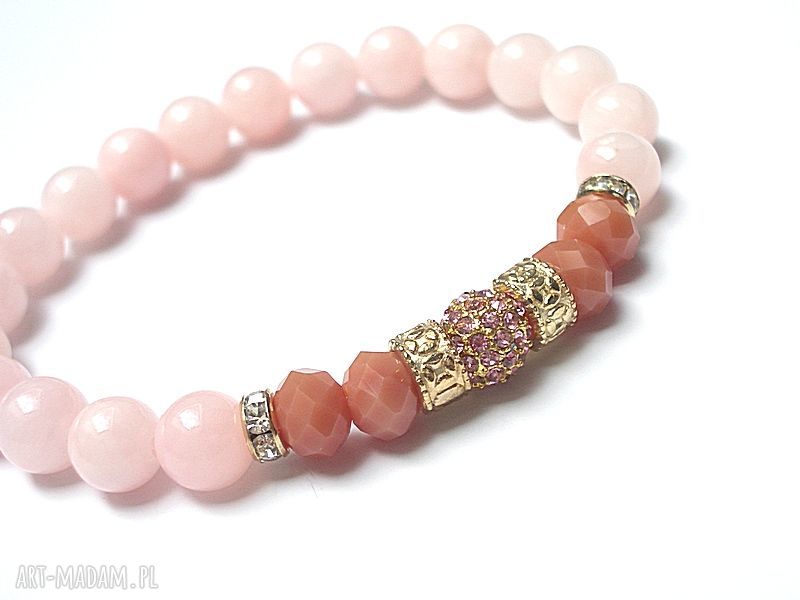Wianek Sweet Pink vol. 2 bransoletka z jadeitu ręcznie robiona 16 17 cm