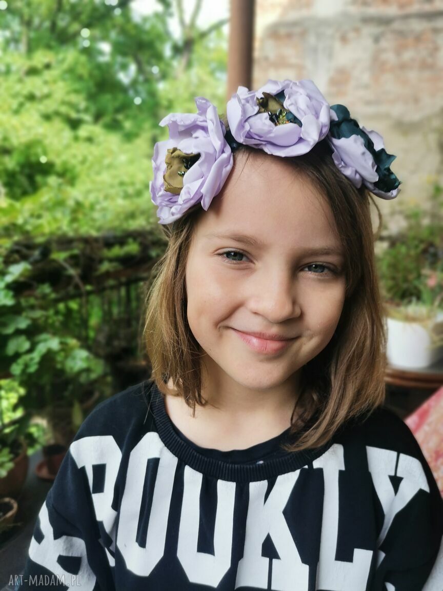 Wianek uniwersalny na gumce z dużymi kwiatami boho - box X1