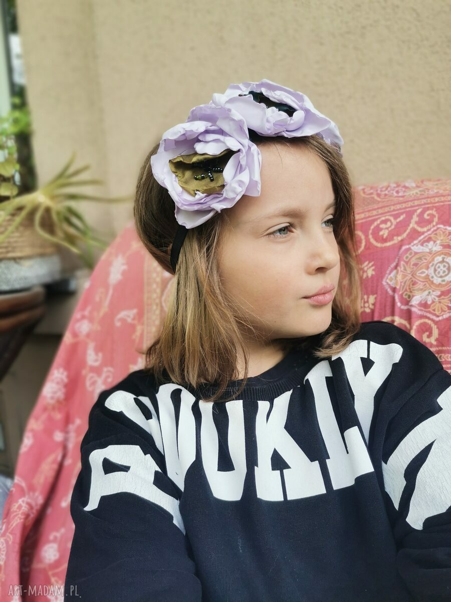 Wianek uniwersalny na gumce z dużymi kwiatami boho - box X1