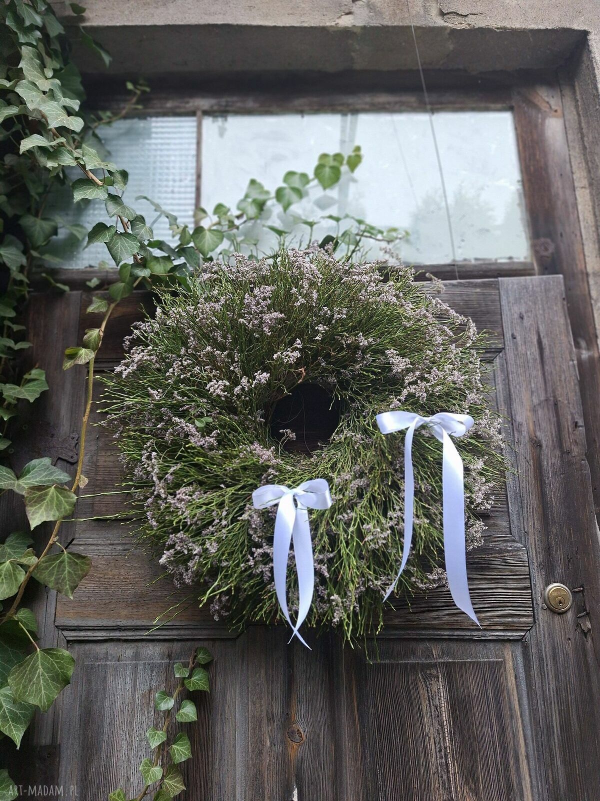 Wianek wielkanocny wiosenny na drzwi lub stół - rękodzieło ok. 60 cm