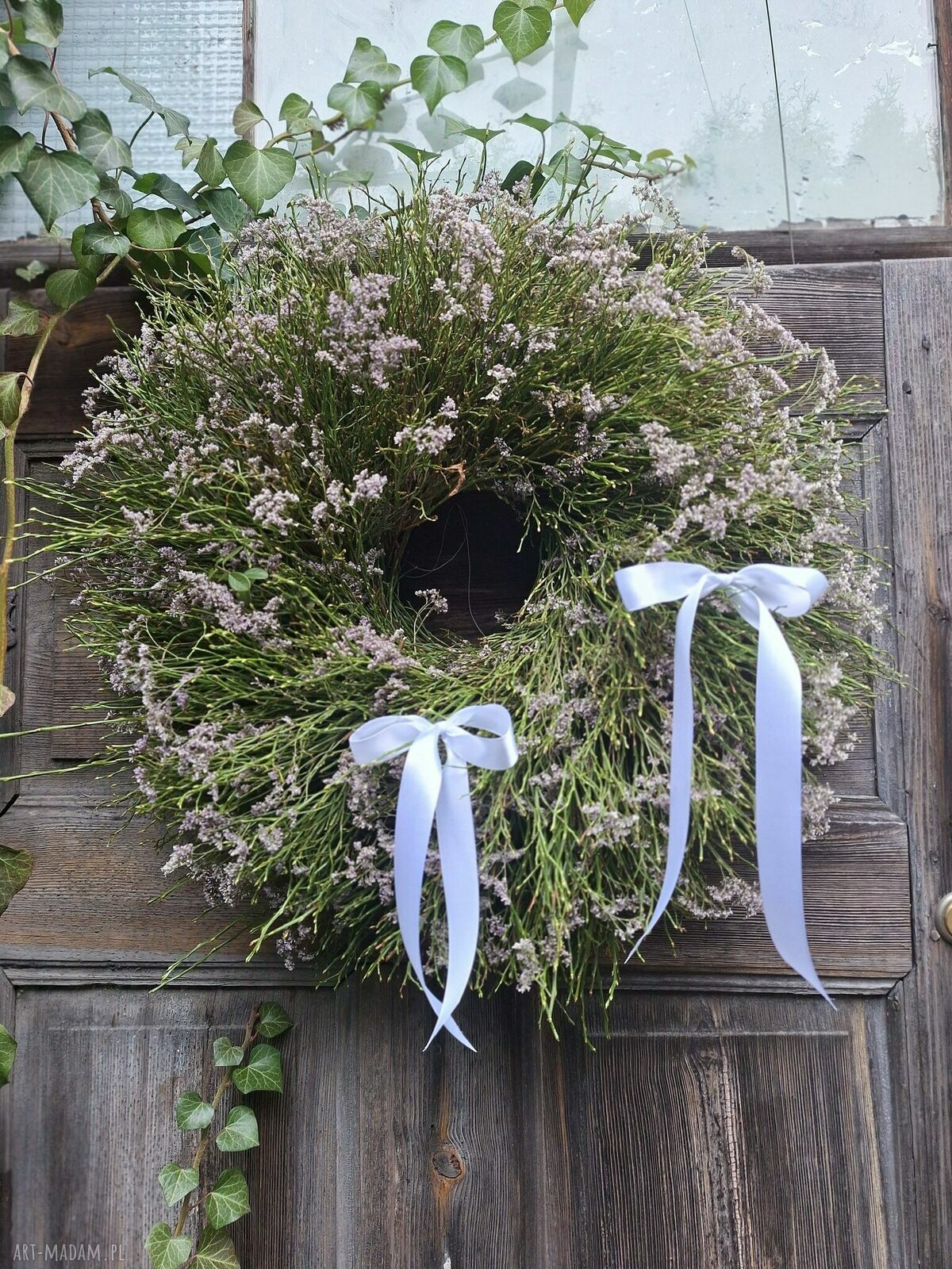 Wianek wielkanocny wiosenny na drzwi lub stół - rękodzieło ok. 60 cm