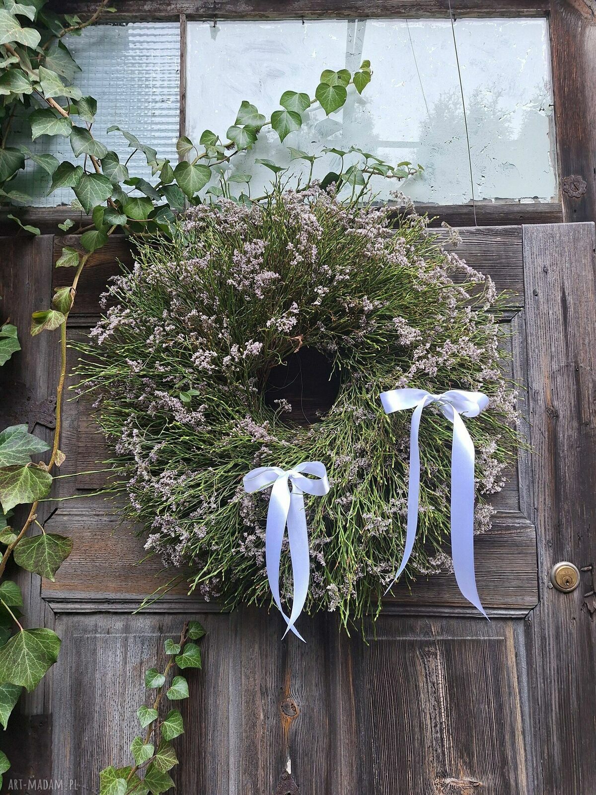Wianek wielkanocny wiosenny na drzwi lub stół - rękodzieło ok. 60 cm