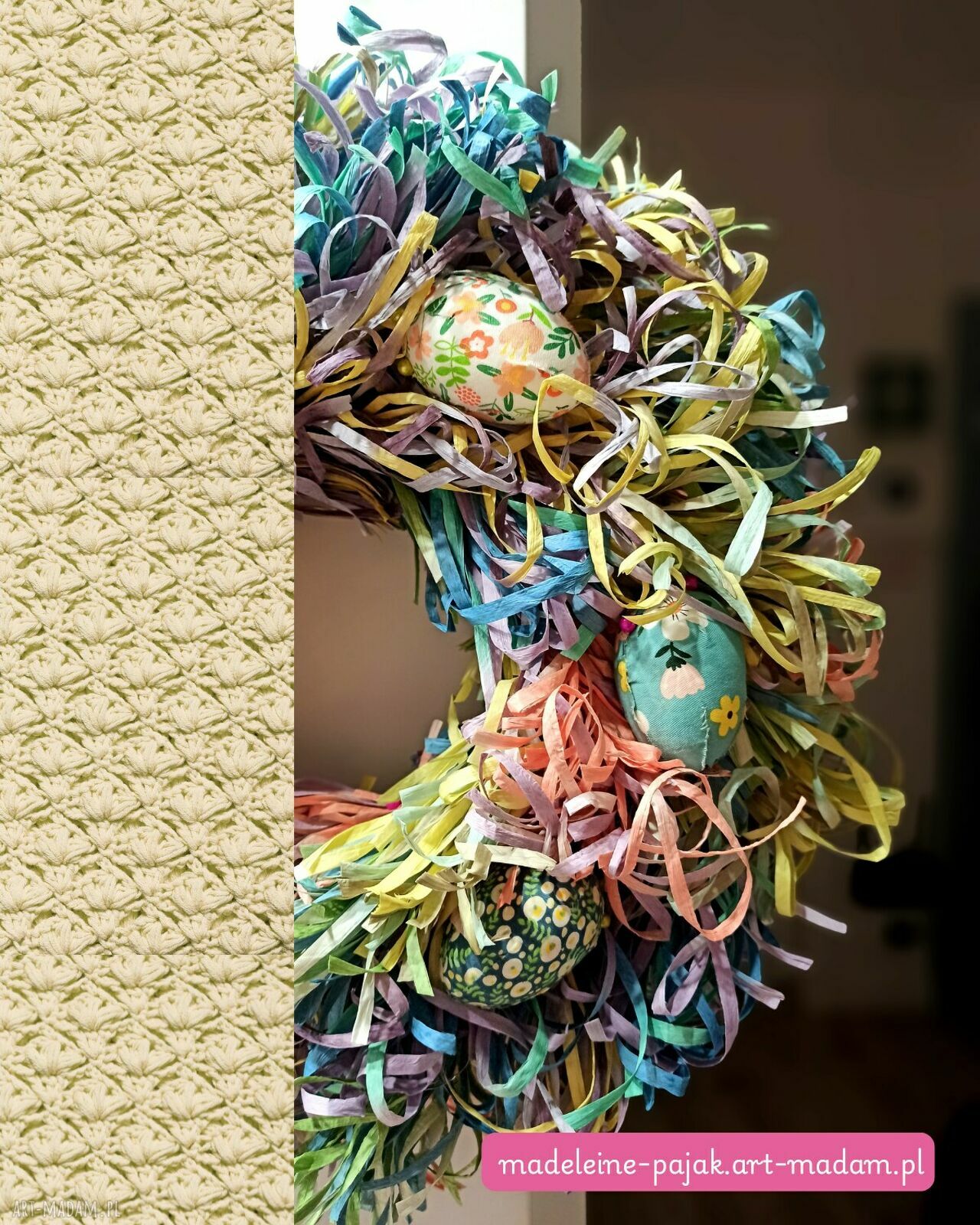 Wianek XXL „Tęczowa Łąka” 60 cm - dostępny od ręki