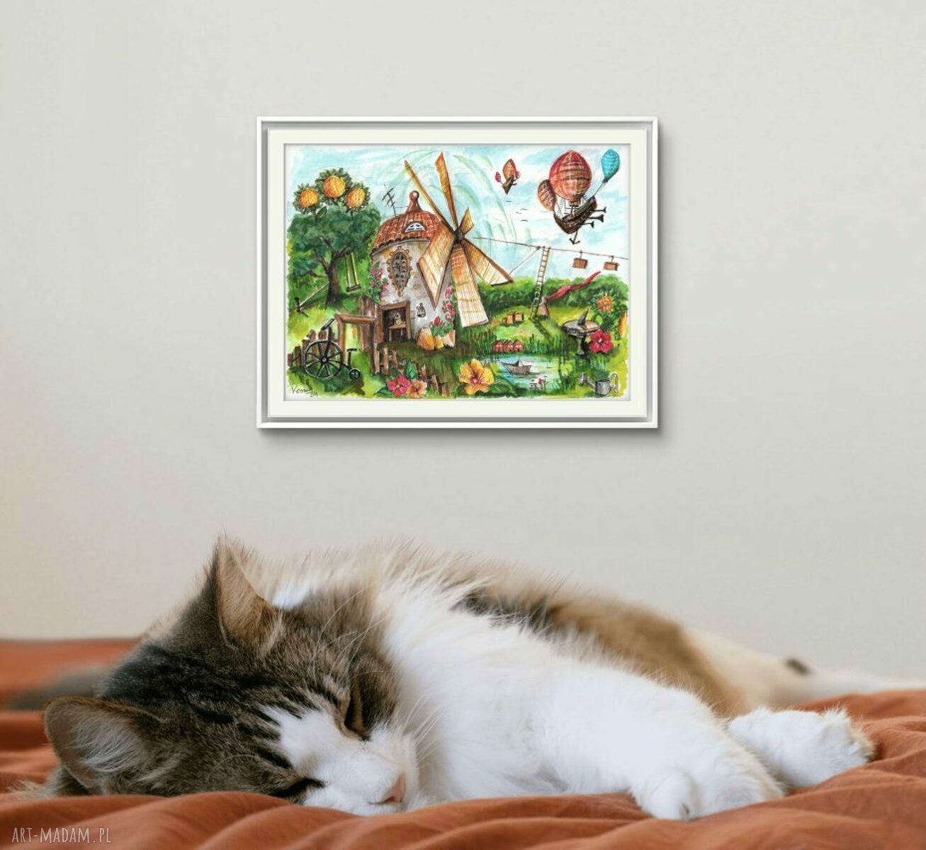 Wiatrak - Cykl Sny - plakat A4 do pokoju dziecięcego