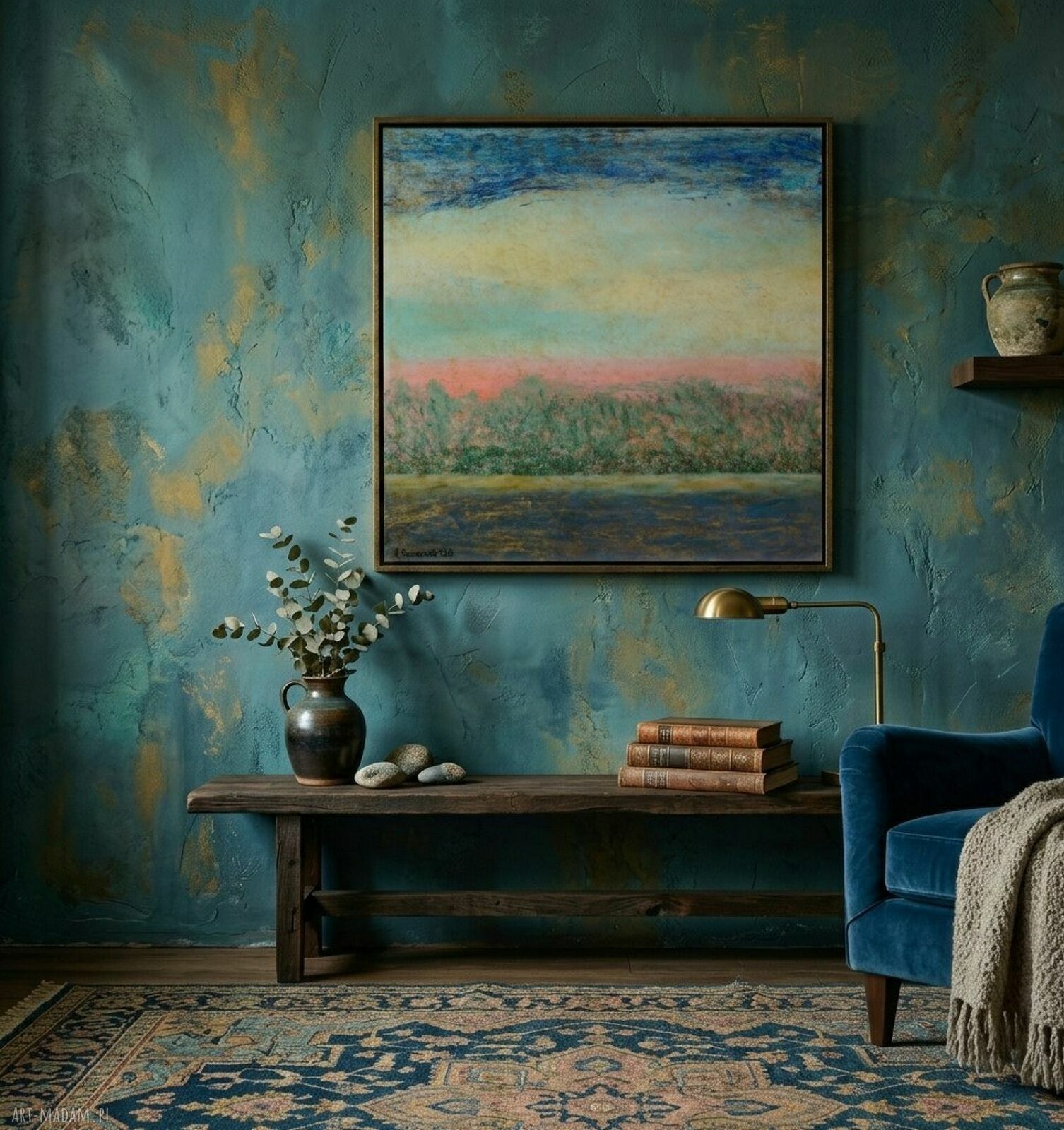 Obraz pejzaż "Widok 31" 100x100 cm - dekoracja ścienna Alexandra13