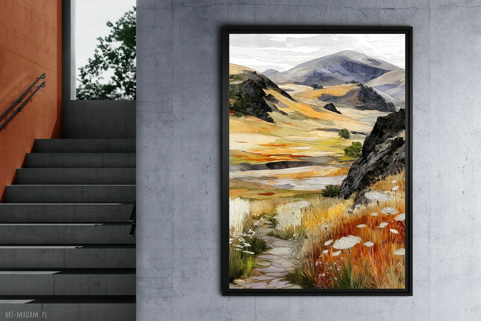 Widok z okna 2 - grafika na plakat A3 z górskim krajobrazem