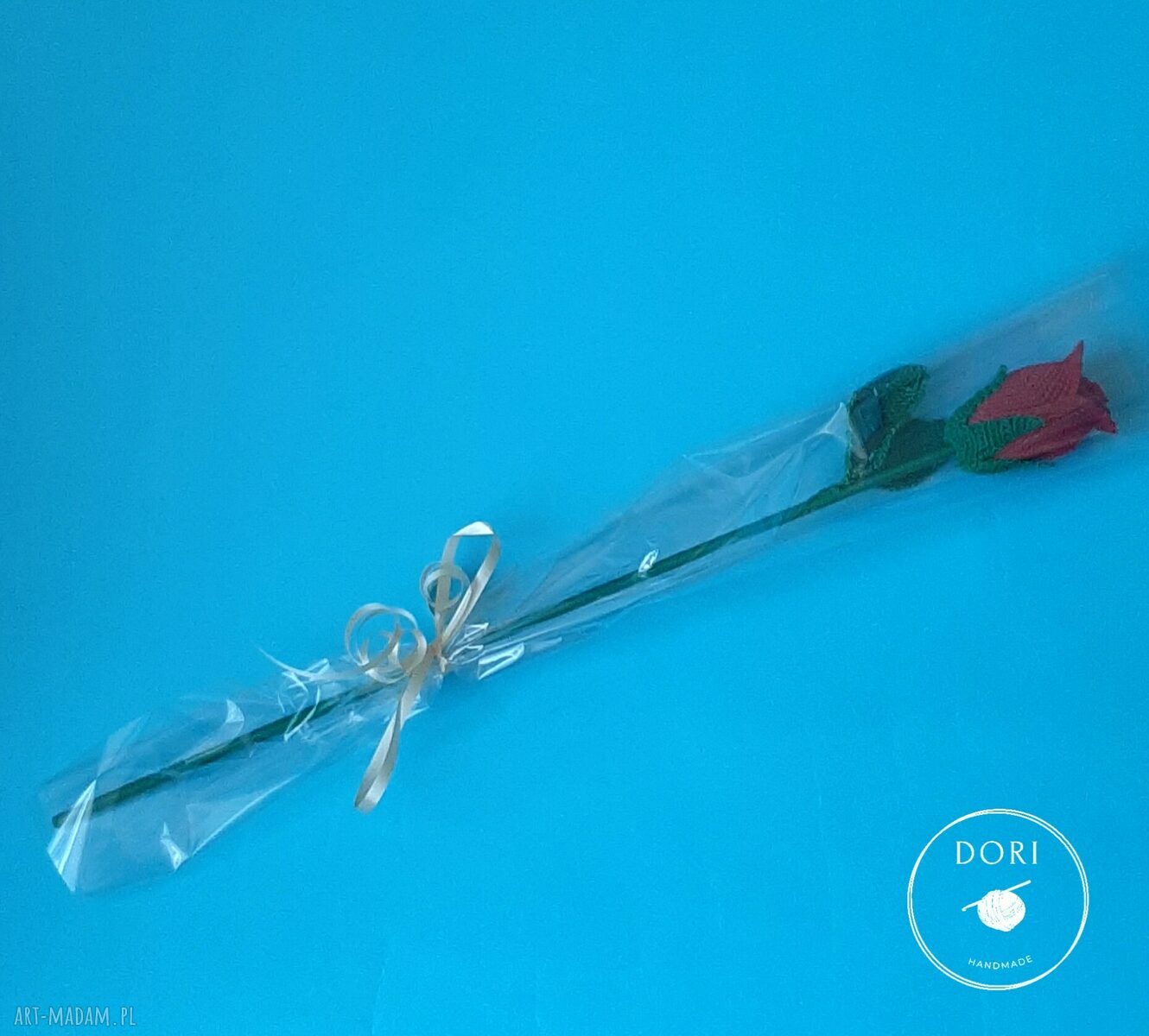 Wieczna róża szydełkowa 42 cm - symbol miłości i szczęścia