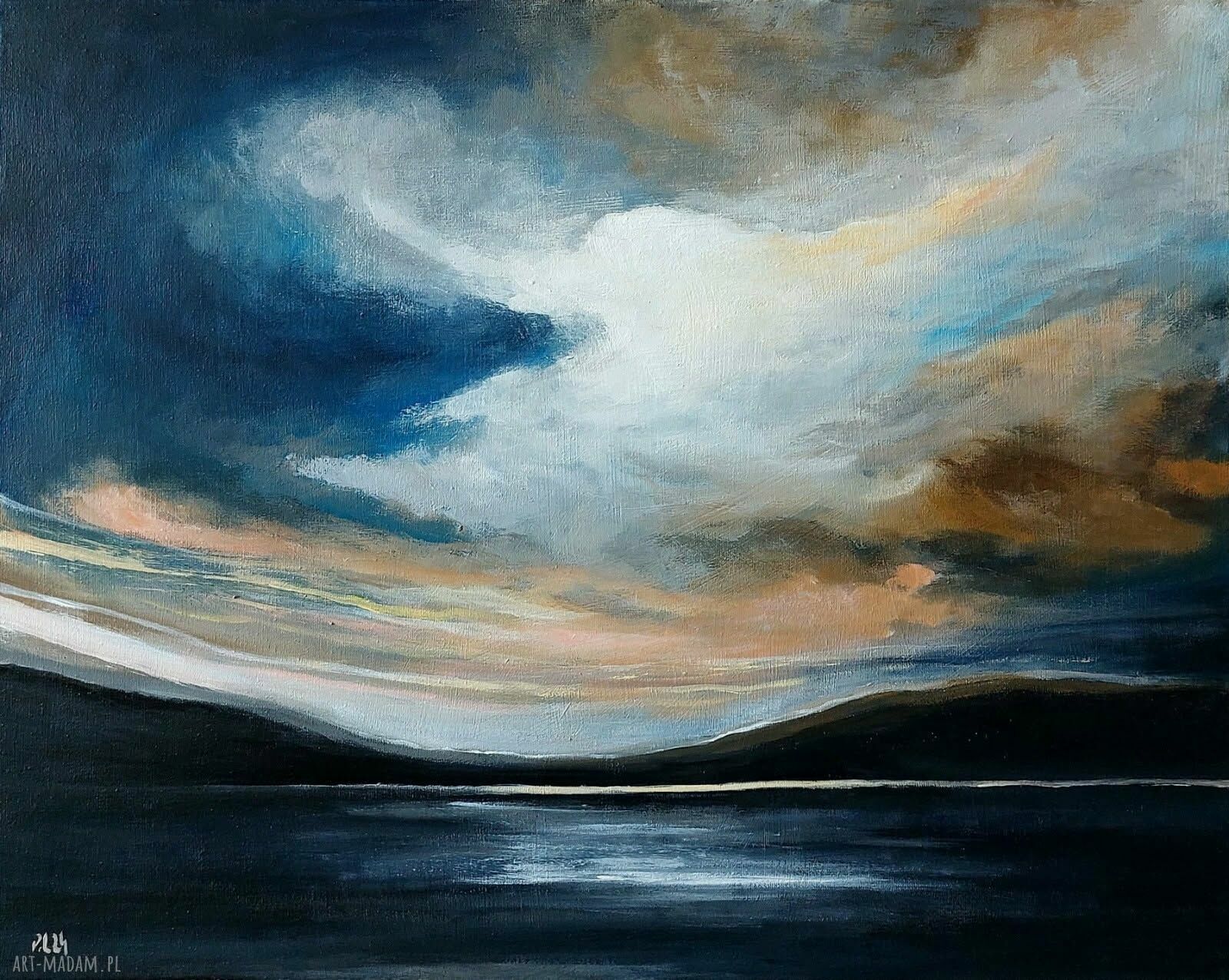 Wieczór nad jeziorem - obraz akrylowy 40x50 cm