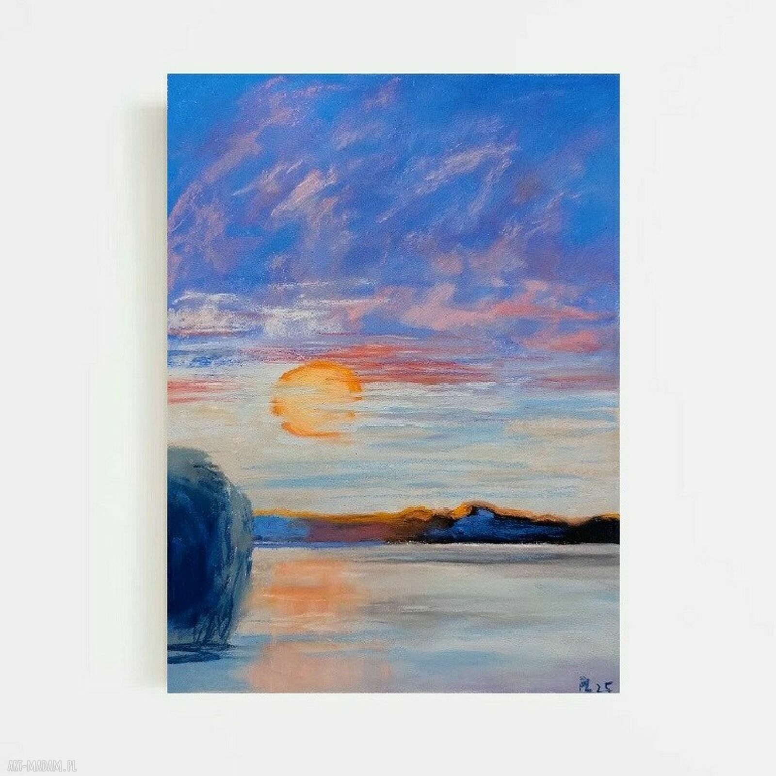 Wieczór nad Jeziorem - pejzaż w pastelach suchych 24 x 18 cm