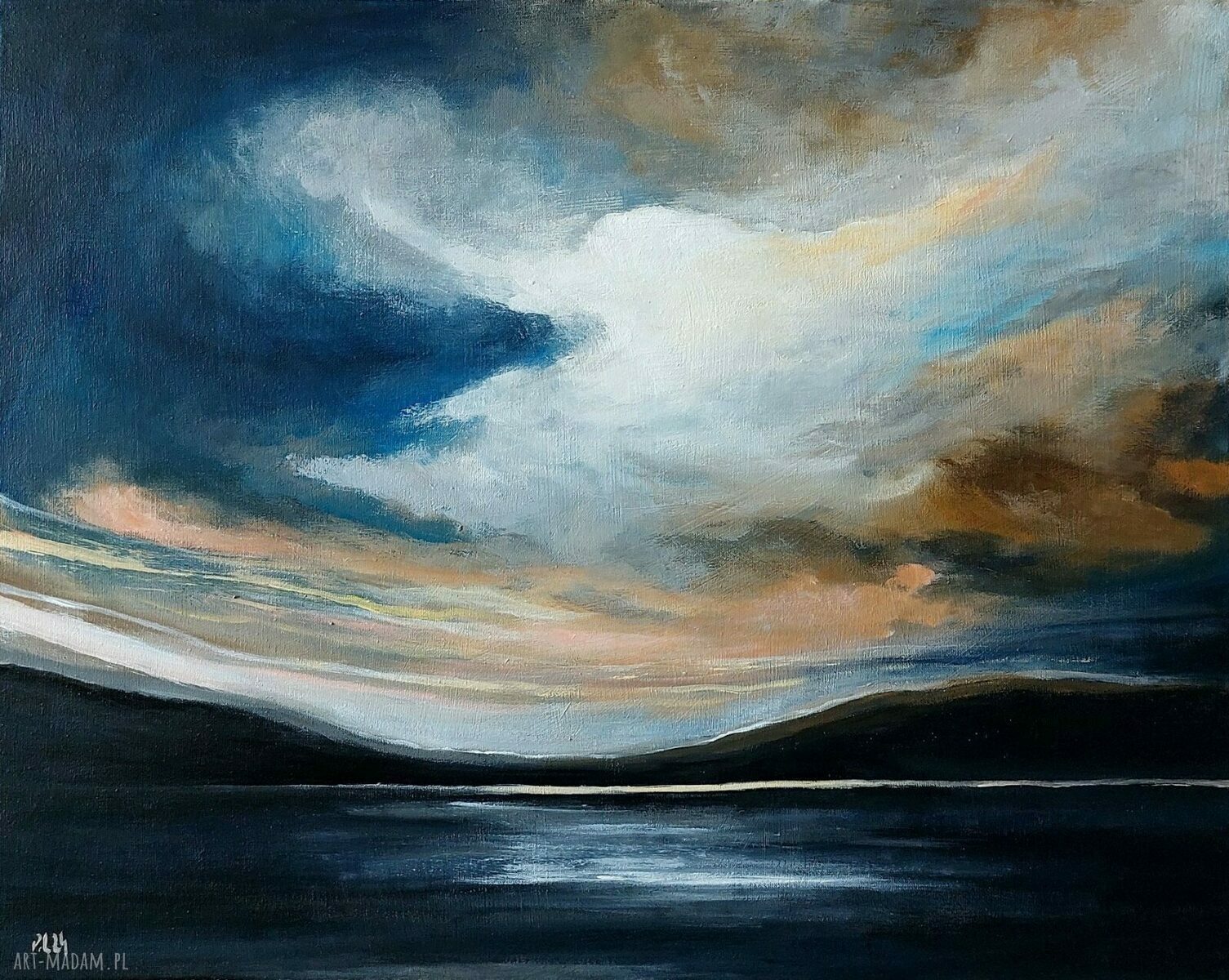 Wieczór nad jeziorem - obraz akrylowy 40x50 cm