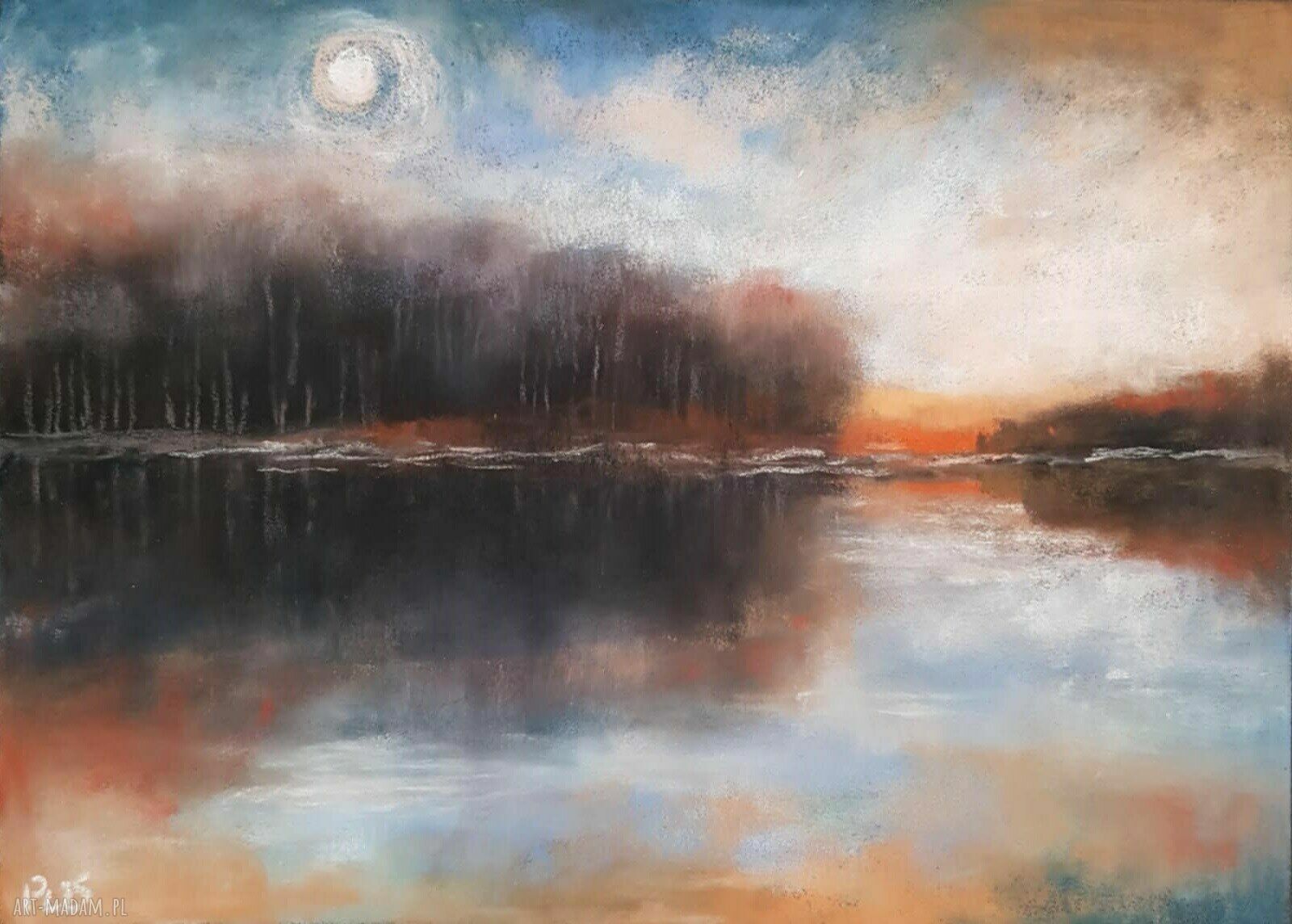 Wieczór - obraz z suchych pasteli 18x24 cm bez ramy