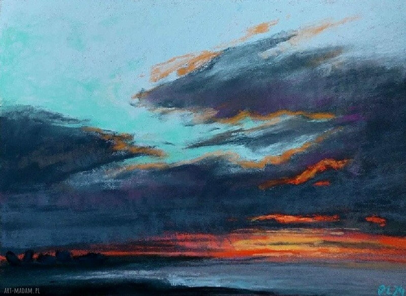 Rysunek „Wieczór” w pastelach suchych 18 x 24 cm
