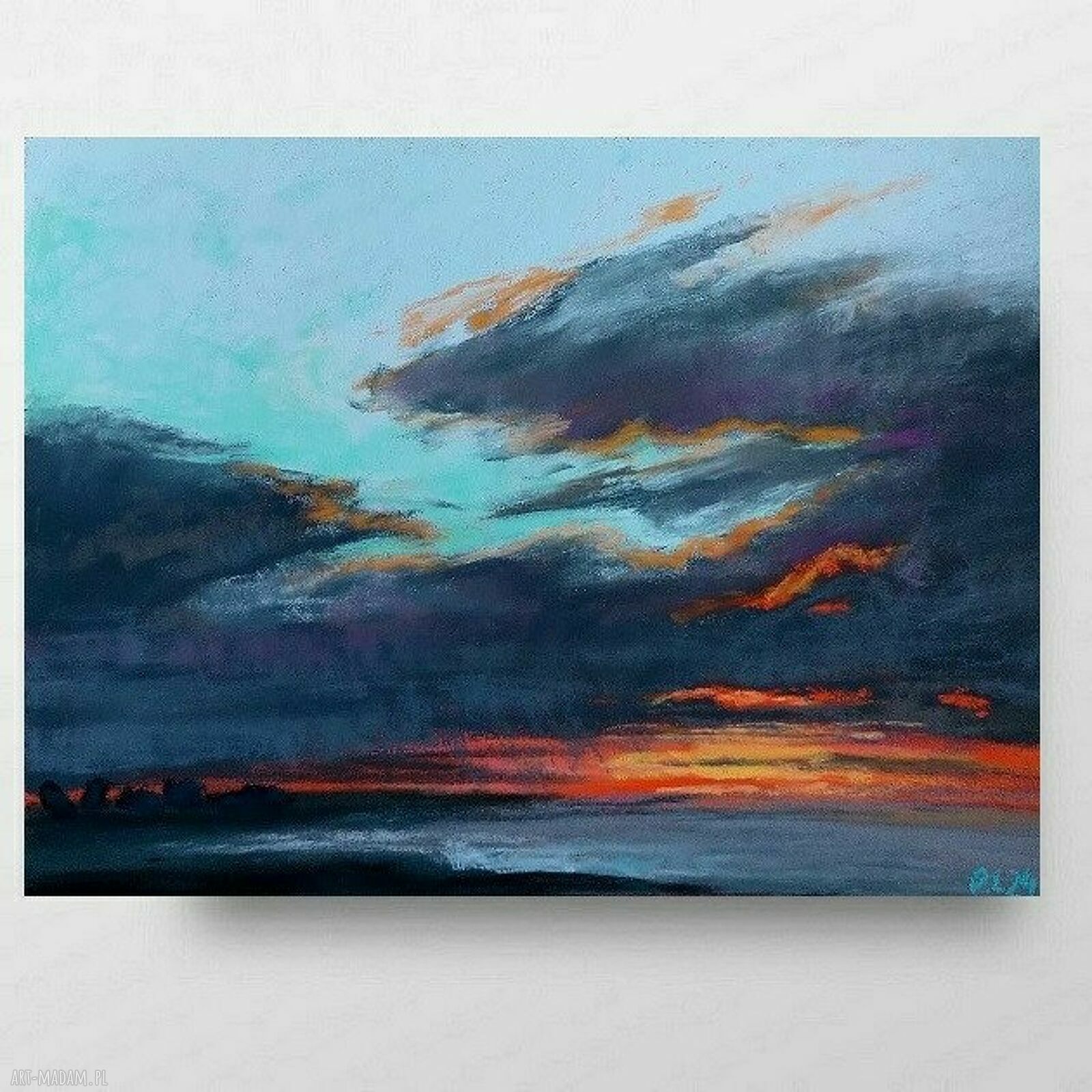 Wieczór - pejzaż w pastelach suchych 18 x 24 cm