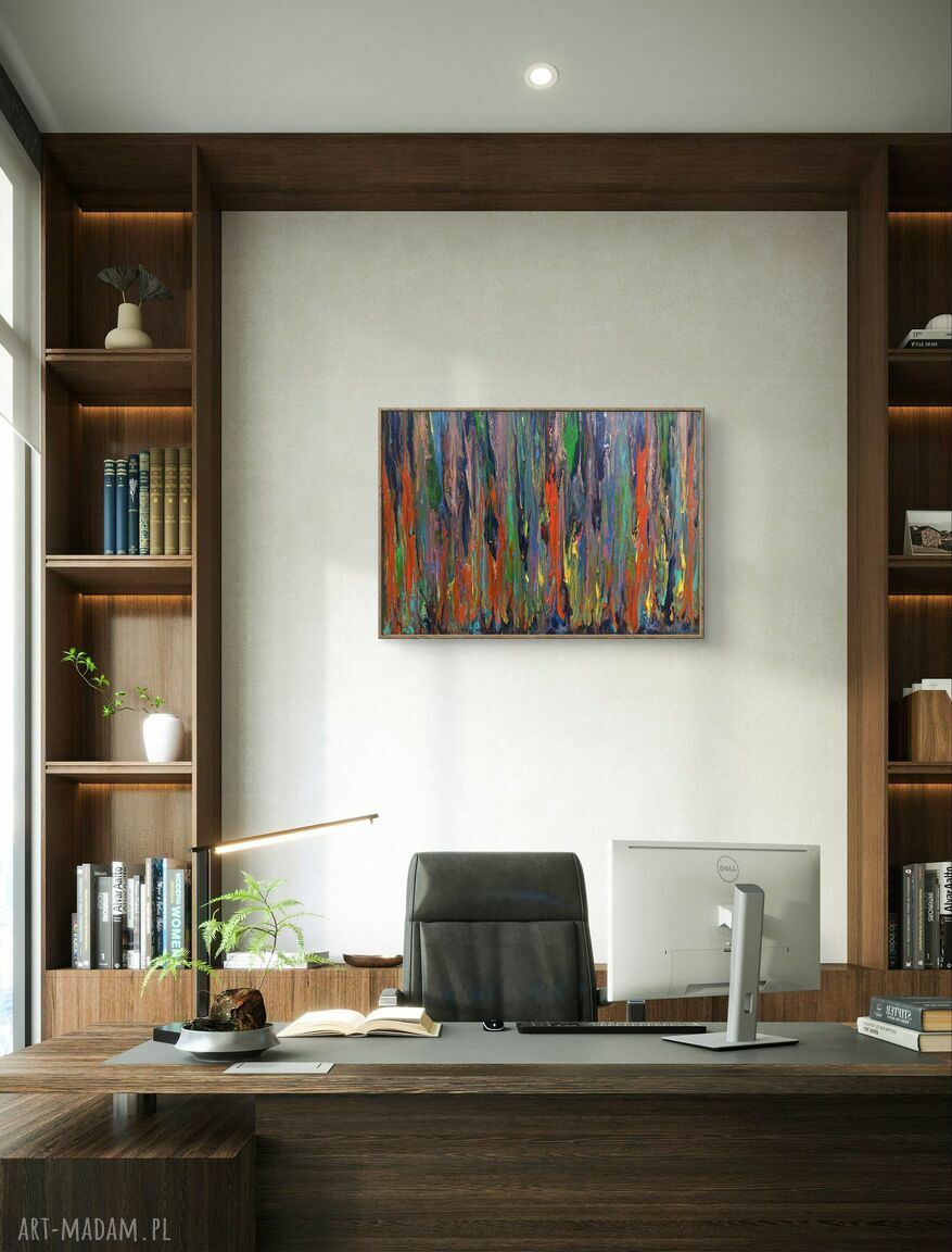 Wieczorne światła - obraz abstrakcyjny 50x70 cm kolorowy