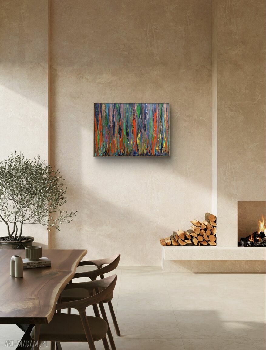 Wieczorne światła - obraz abstrakcyjny 50x70 cm kolorowy