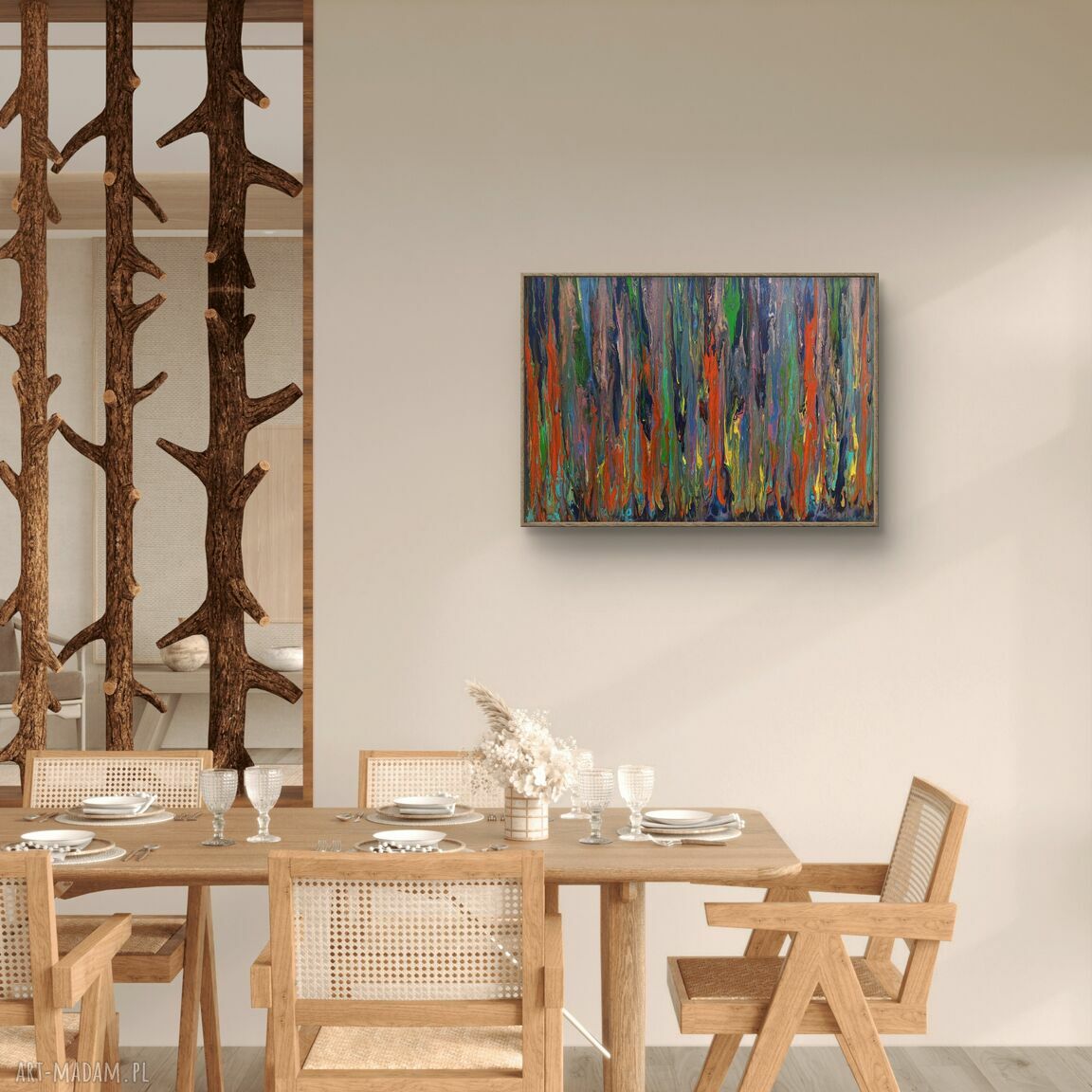 Wieczorne światła - obraz abstrakcyjny 50x70 cm kolorowy