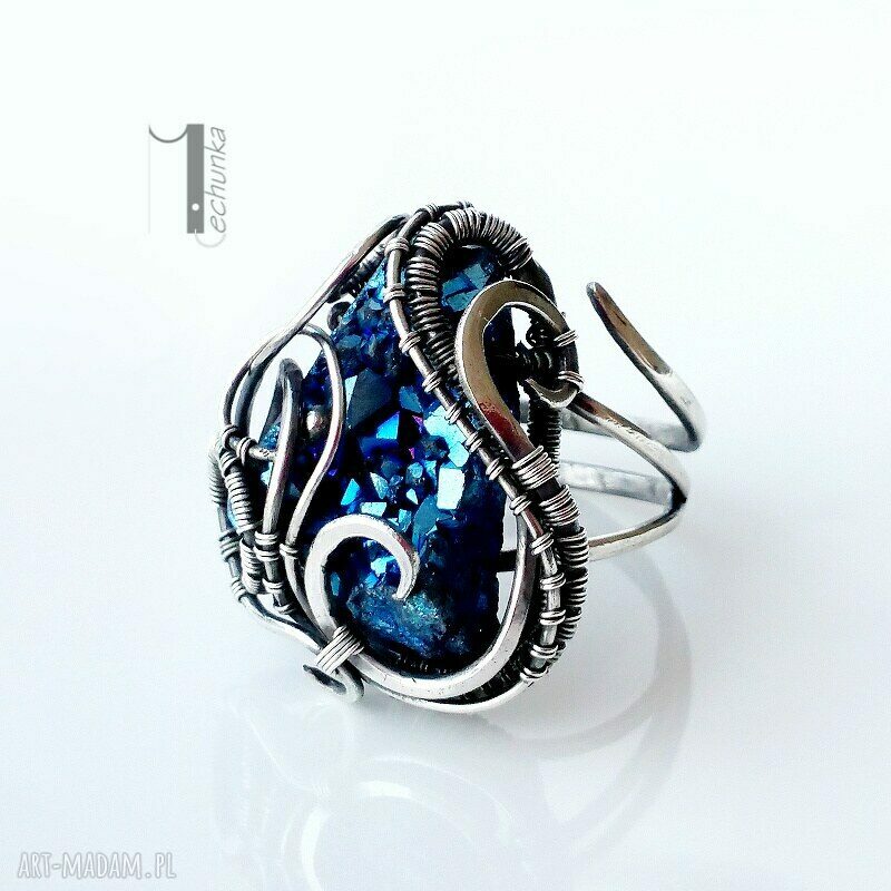 pierścionki: Osobliwość Virgo srebrny pierścień z kwarcem tytanowym Hand Made