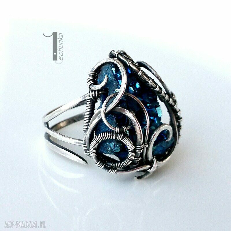 pierścionki: Osobliwość Virgo srebrny pierścień z kwarcem tytanowym Hand Made