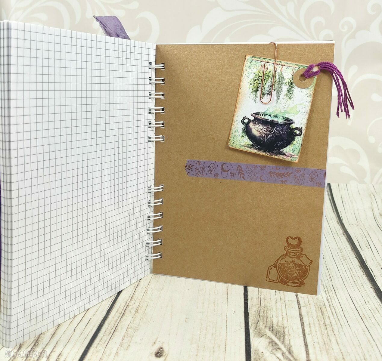 Notatnik wiedźmy, pamiętnik A5 N100 - scrapbooking notes handmade