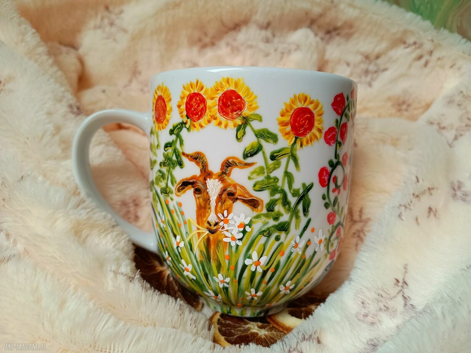 Wiejskie klimaty - ręcznie malowany kubek porcelanowy 550 ml