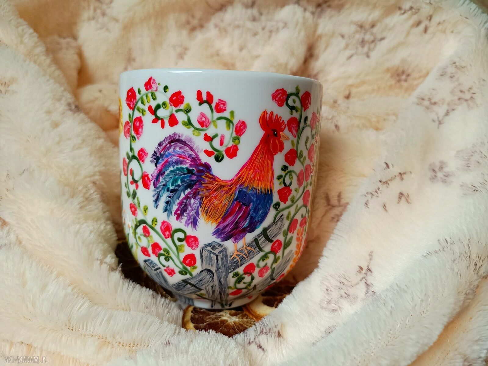 Wiejskie klimaty - ręcznie malowany kubek porcelanowy 550 ml
