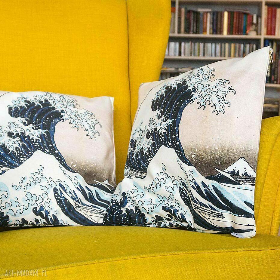 Wielka fala Hokusai - poduszka ozdobna 40x40