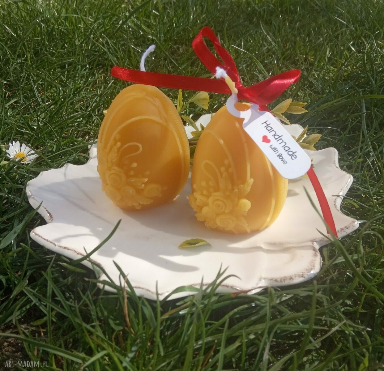 Wielkanocne świece z wosku pszczelego - świeca jajo, 2 szt.