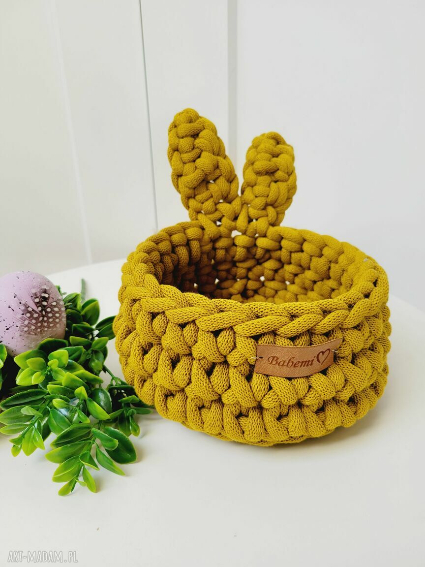 Koszyk wielkanocny The Easter Bunny - ręcznie robiony z sznurka bawełnianego
