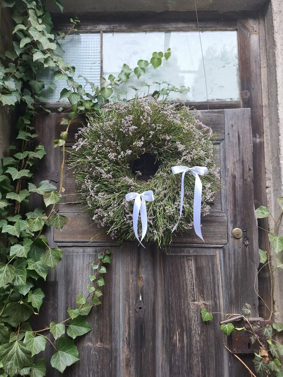 Wianek wielkanocny wiosenny na drzwi lub stół - rękodzieło ok. 60 cm