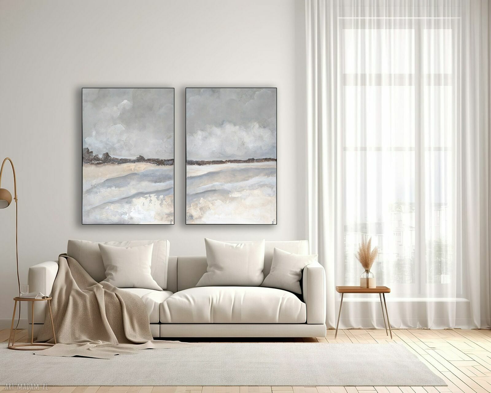 Wielkoformatowy dyptyk abstrakcyjny XXL 120x160 cm - obraz strukturalny ręcznie malowany