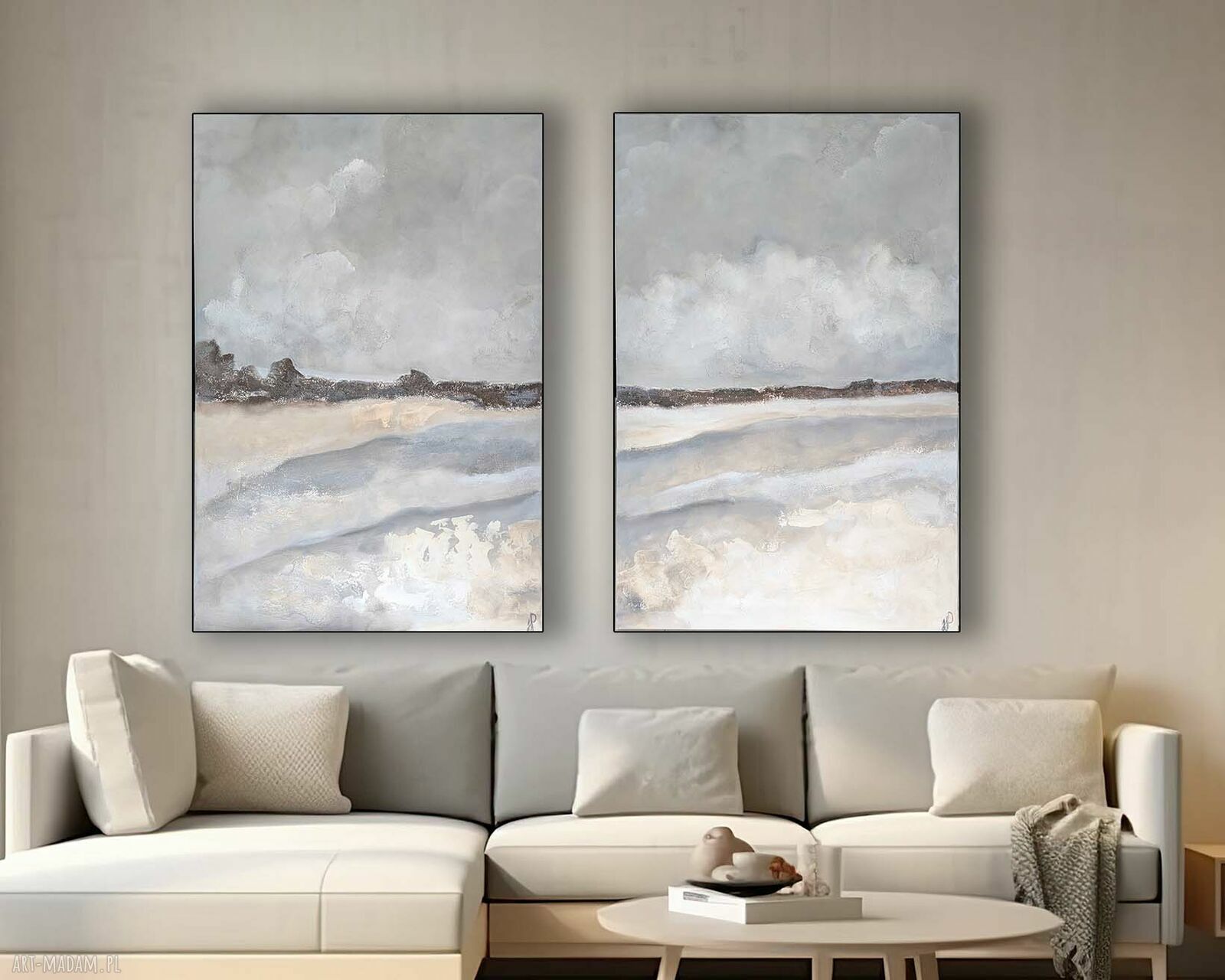 Wielkoformatowy dyptyk abstrakcyjny XXL 120x160 cm - obraz strukturalny ręcznie malowany