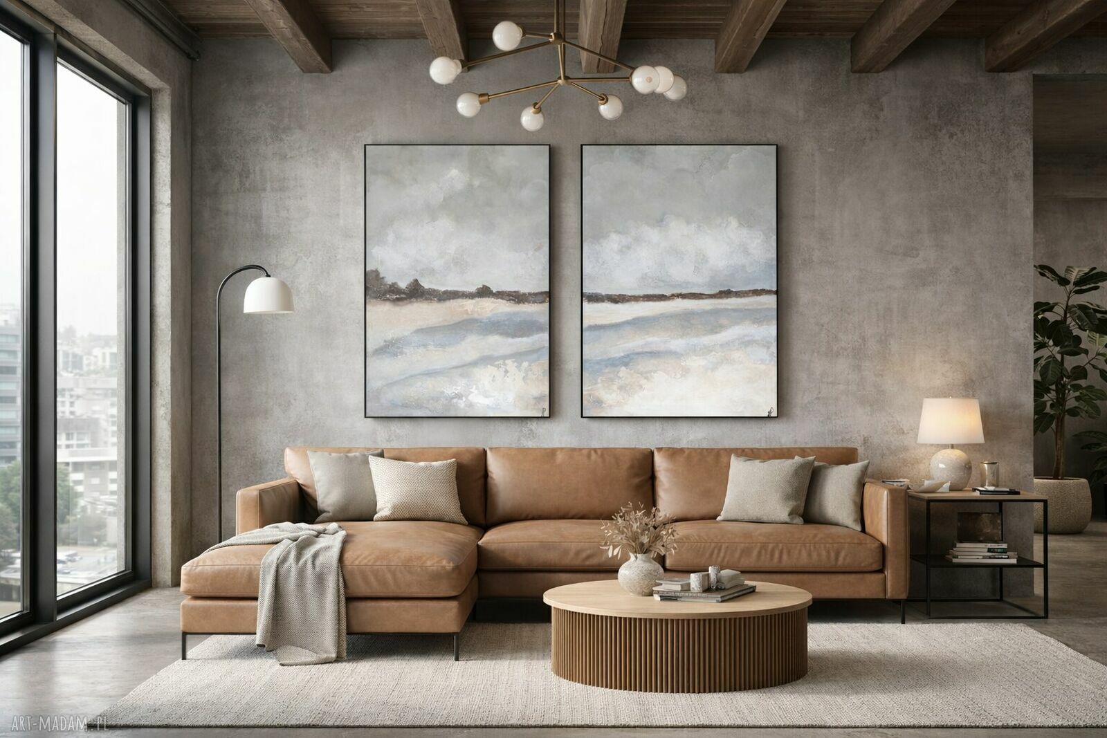 Wielkoformatowy dyptyk abstrakcyjny XXL 120x160 cm - obraz strukturalny ręcznie malowany