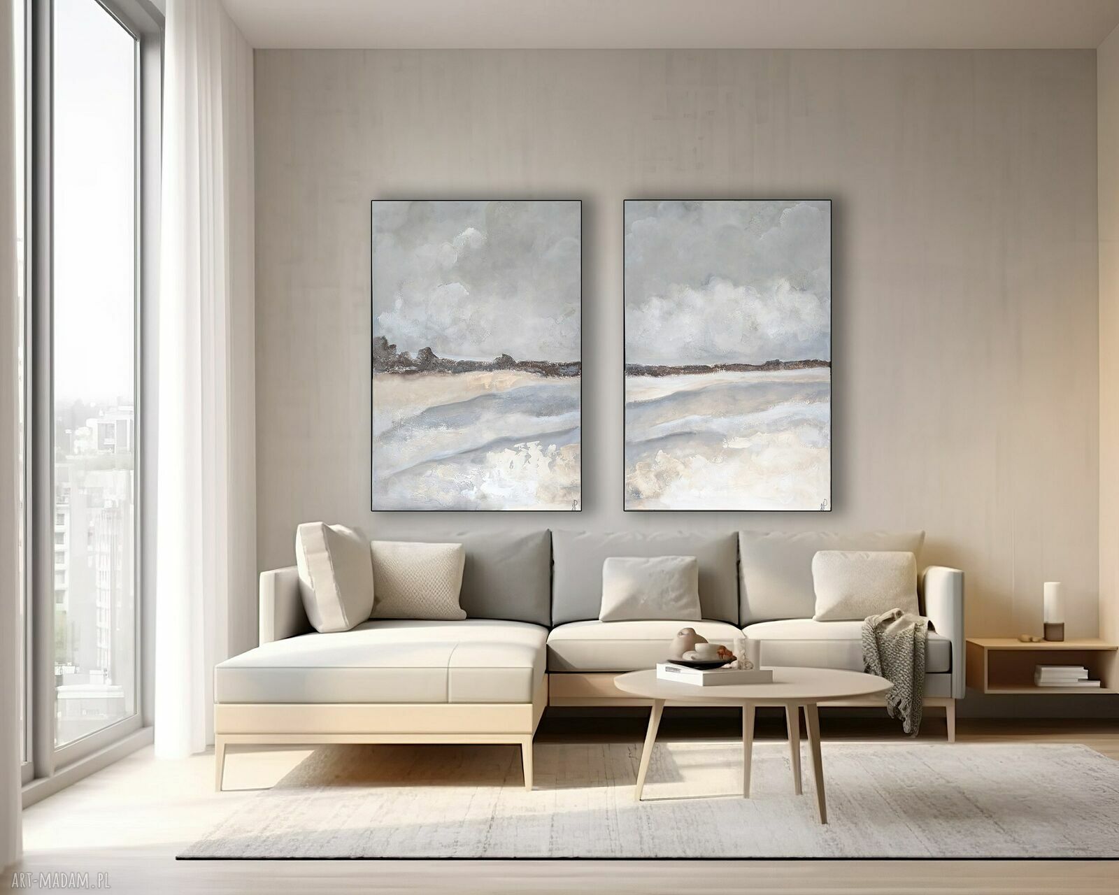 Wielkoformatowy dyptyk abstrakcyjny XXL 120x160 cm - obraz strukturalny ręcznie malowany