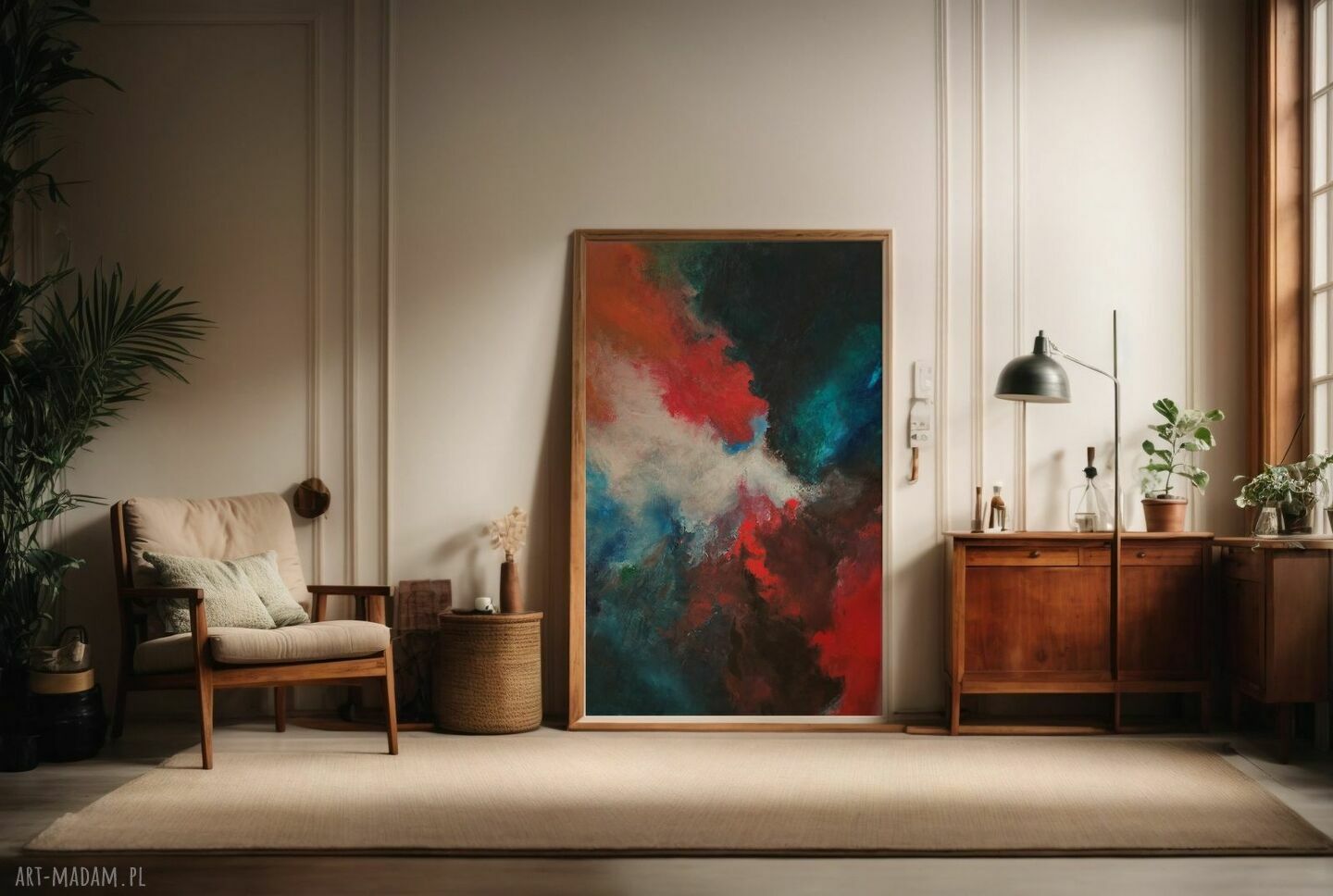 Wielobarwny ręcznie malowany obraz abstrakcja 80x120 cm
