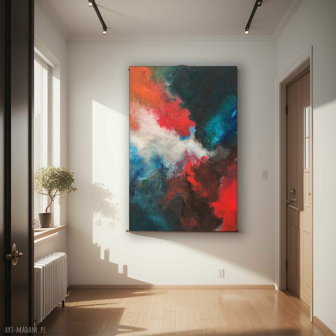 Wielobarwny ręcznie malowany obraz abstrakcja 80x120 cm