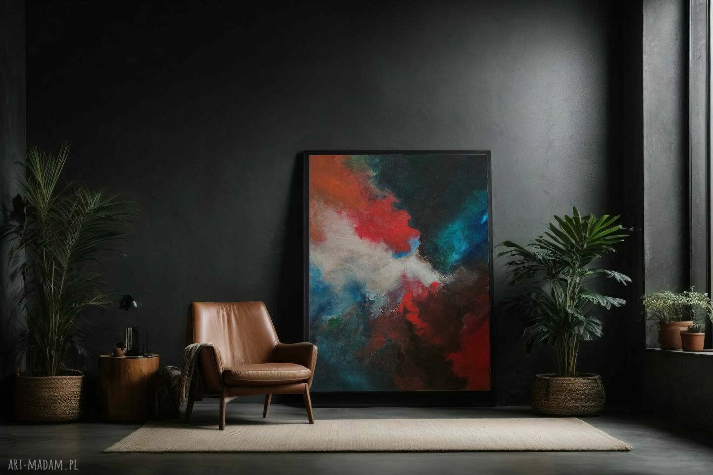 Wielobarwny ręcznie malowany obraz abstrakcja 80x120 cm