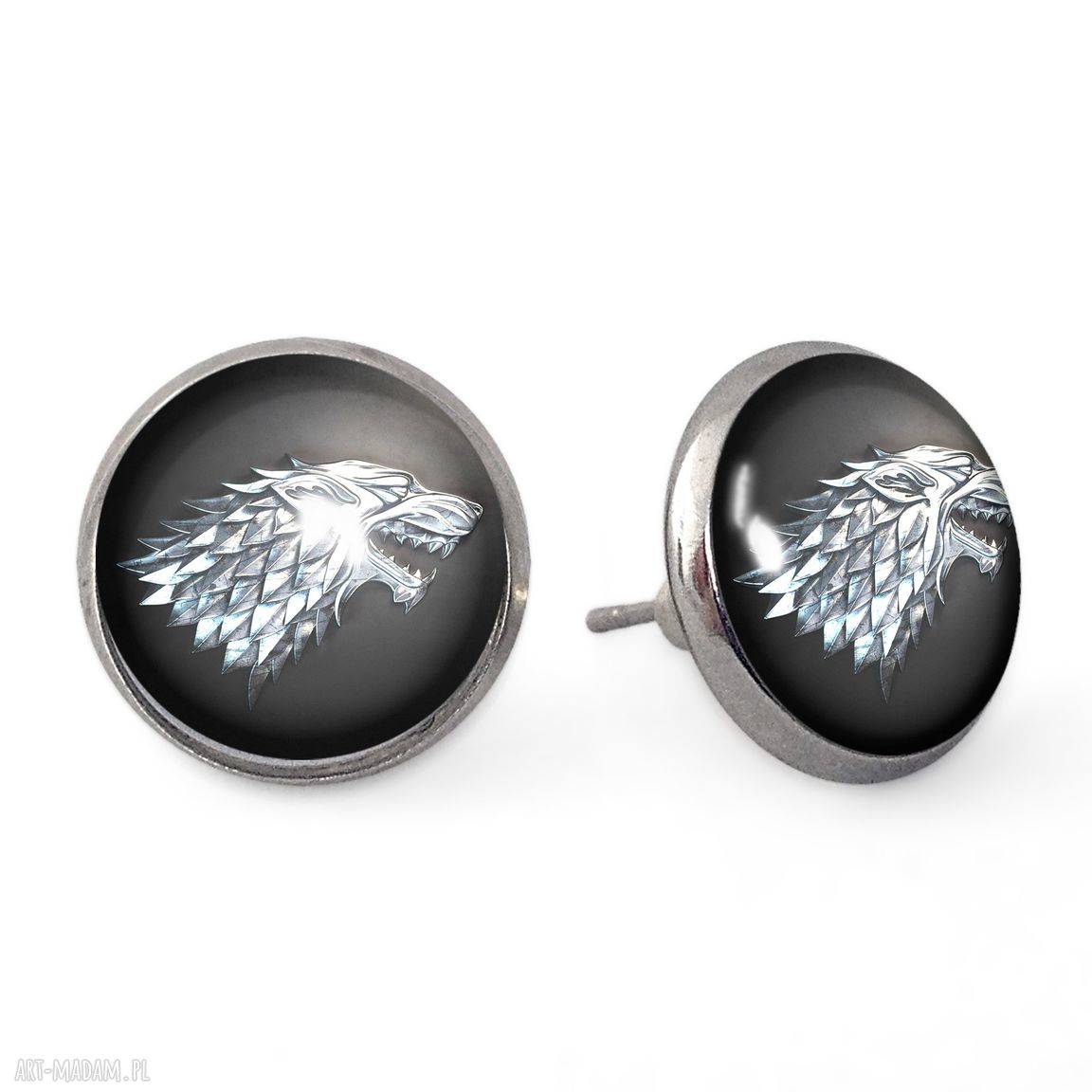 Stark kolczyki sztyfty wilkor gra tron ręcznie robione wysokiej