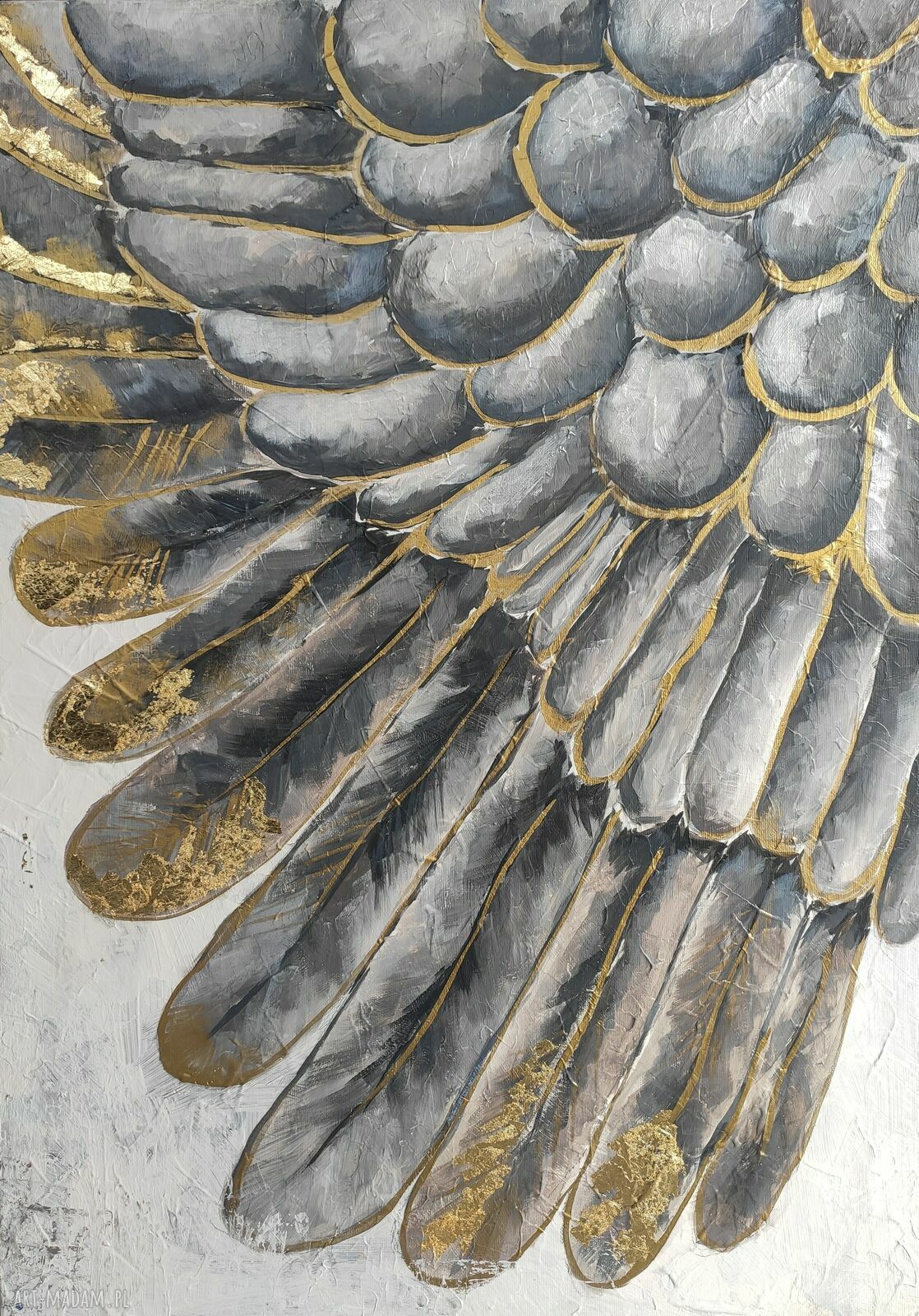 WINGS duży dyptyk 100x140 cm - ręcznie malowany obraz abstrakcyjny z skrzydłami