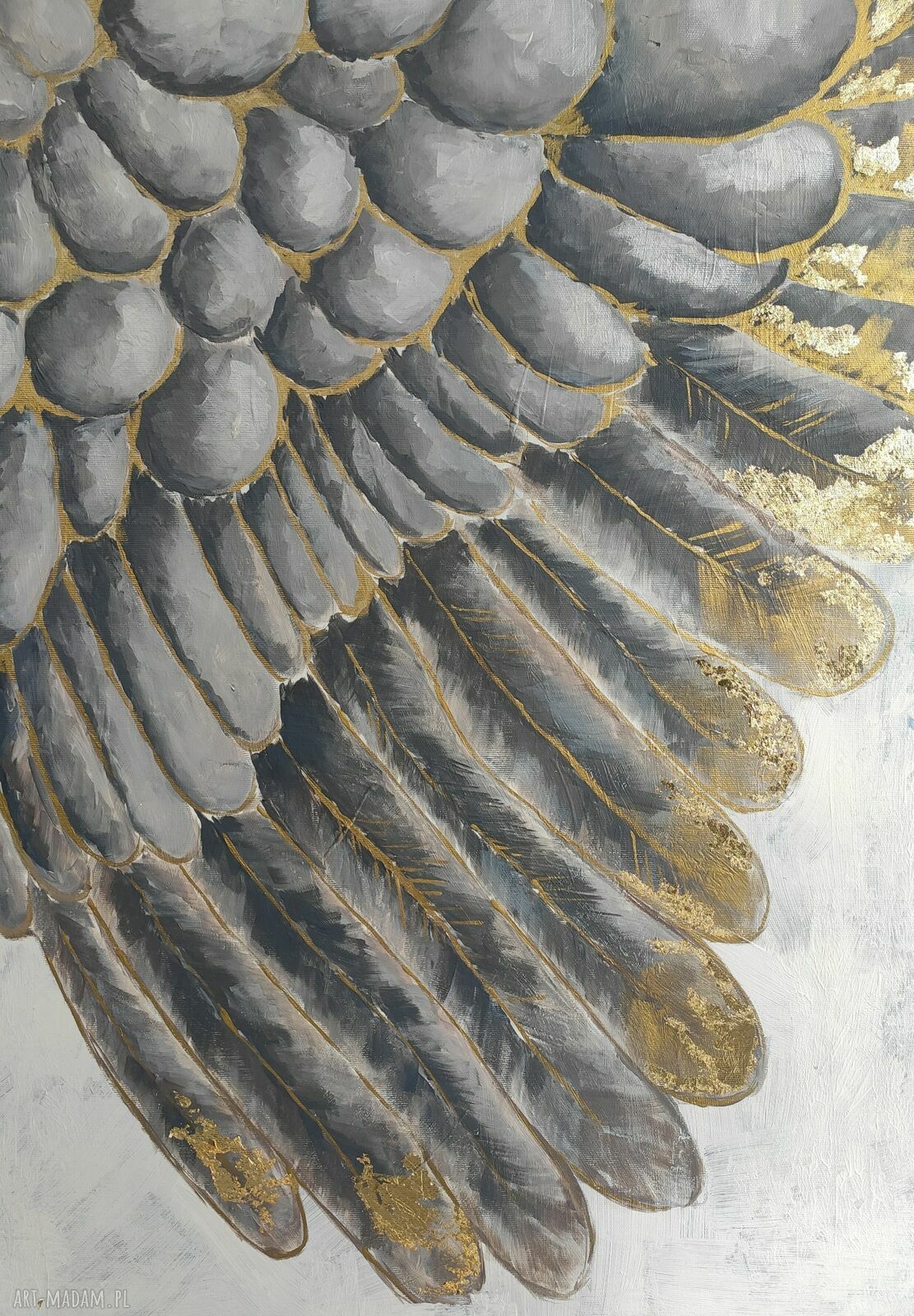WINGS duży dyptyk 100x140 cm - ręcznie malowany obraz abstrakcyjny z skrzydłami