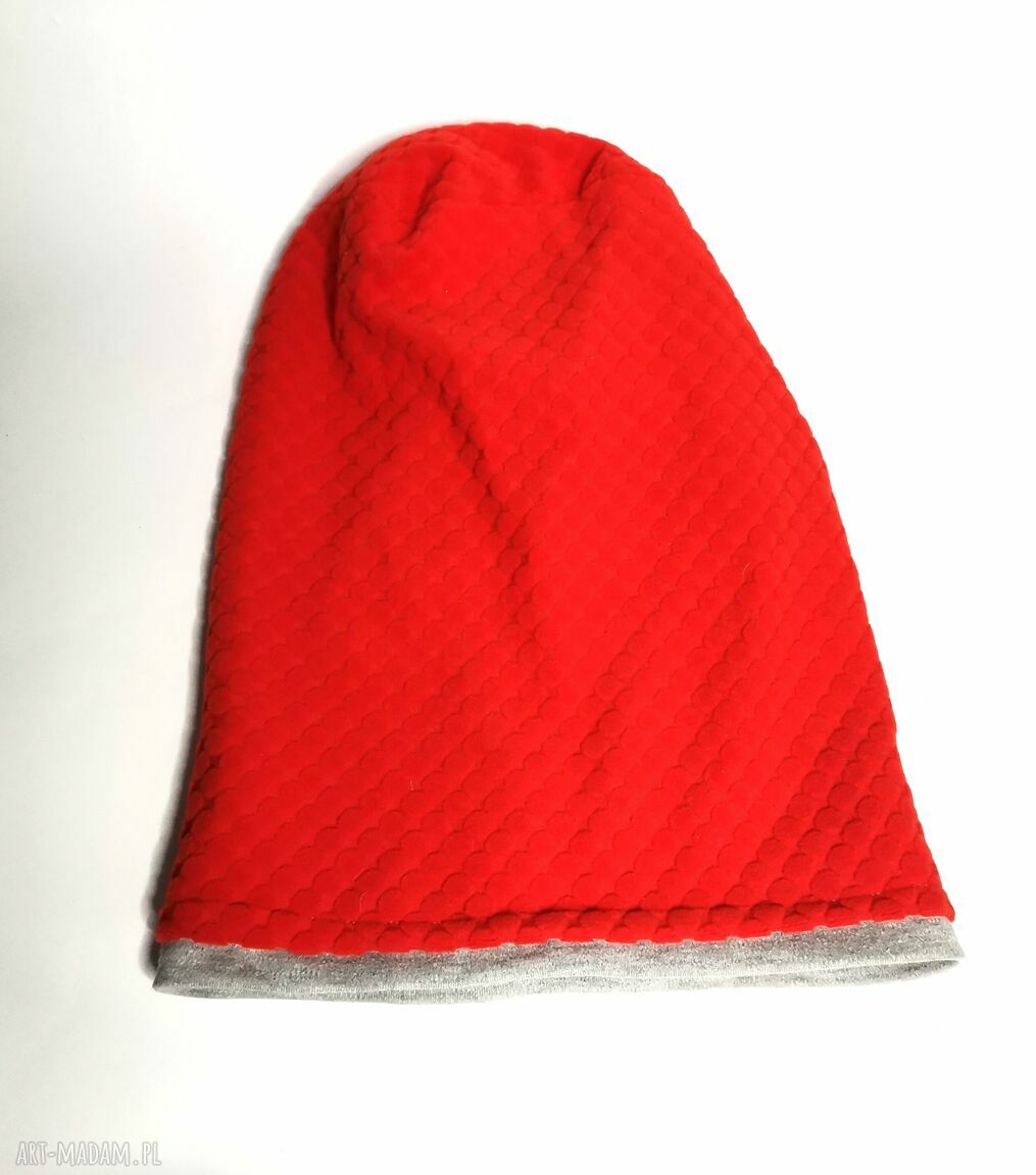 Ręcznie wykonana czapka wiosenna Smerfetka - pomarańcz (58-59 cm) na podszewce