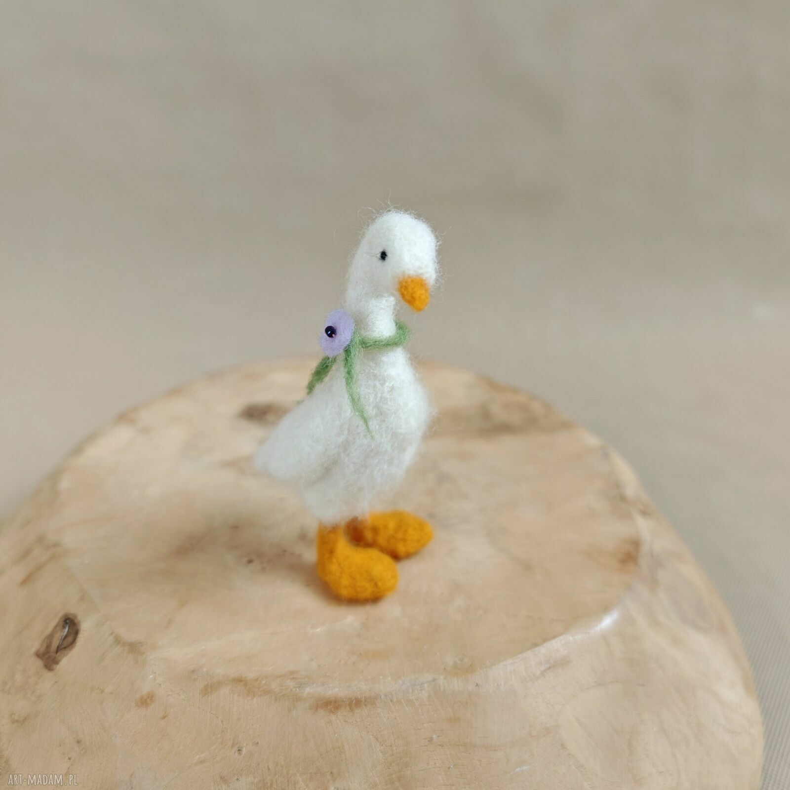 Wiosenna gąska - figurka filcowana z naturalnej wełny handmade