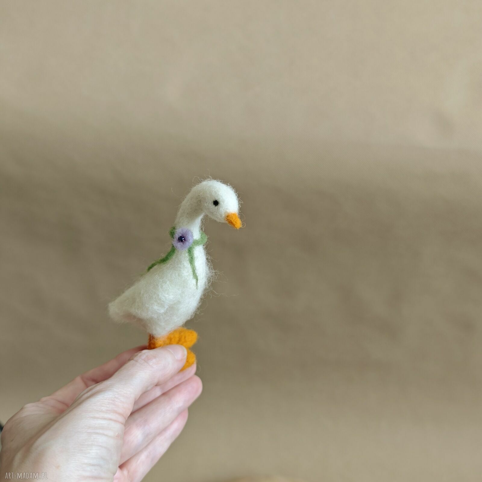 Wiosenna gąska - figurka filcowana z naturalnej wełny (handmade)