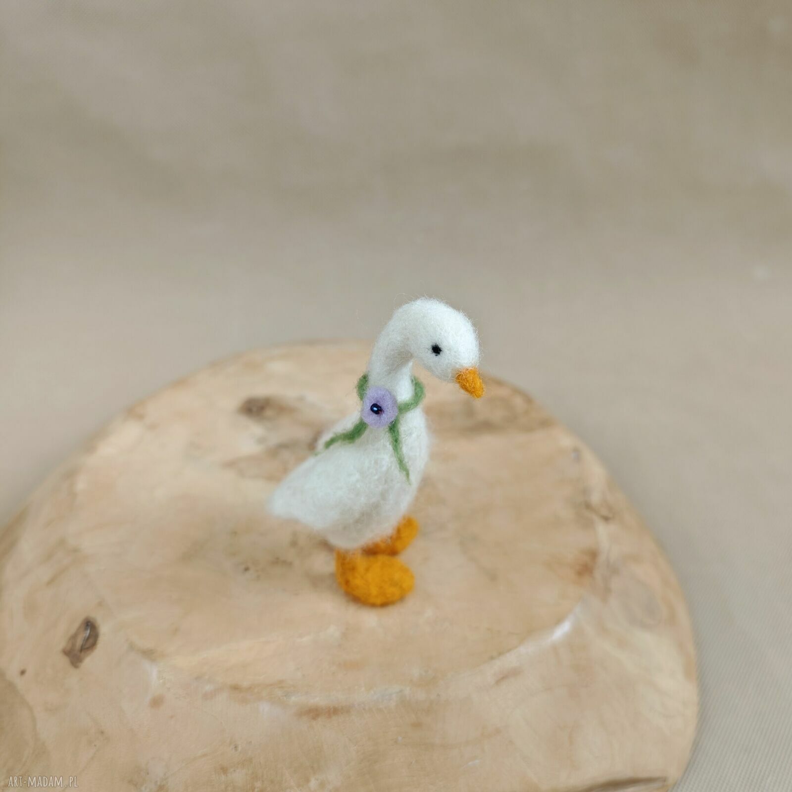 Wiosenna gąska - figurka filcowana z naturalnej wełny (handmade)