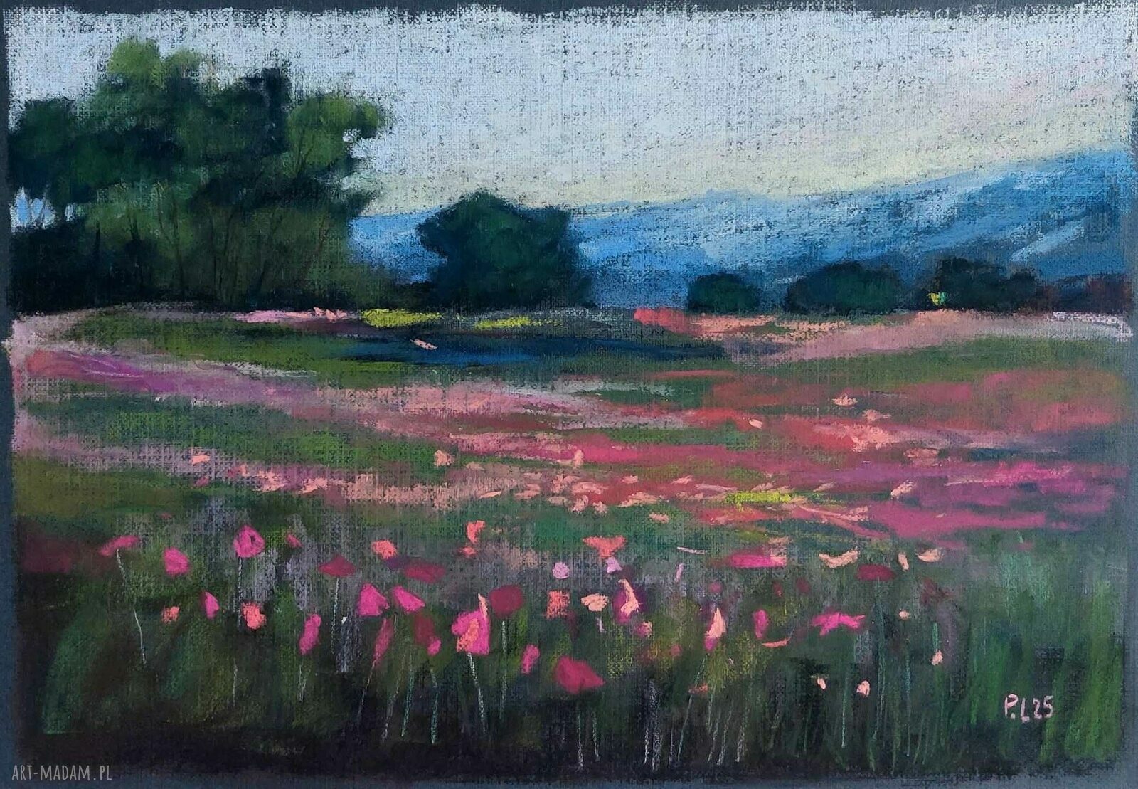 Wiosenna łąka - obraz z pastel suchych w formacie A4