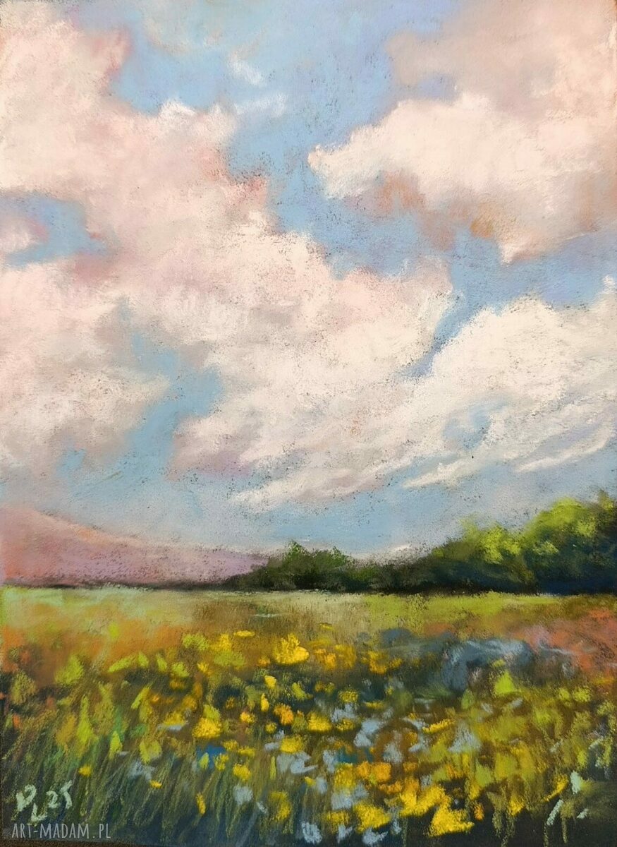 Wiosenna Łąka - obraz z suchych pasteli 24x18 cm