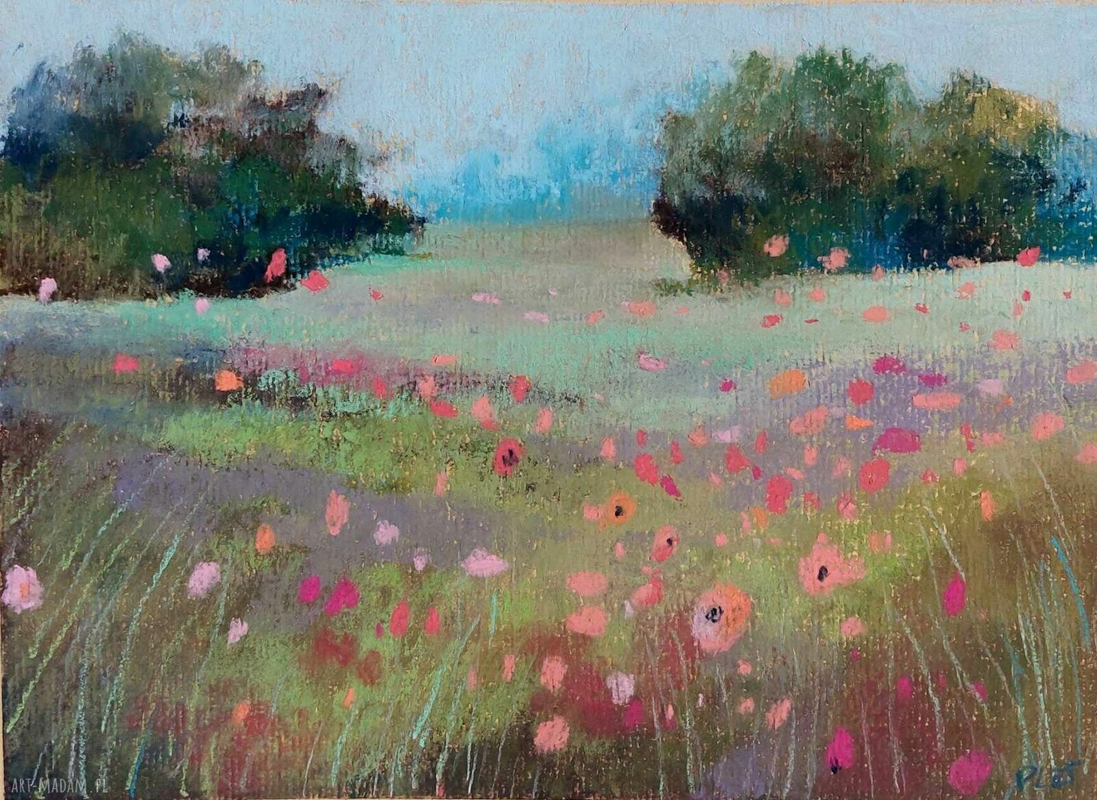 Wiosenna Łąka - obraz z pasteli suchych 18x24 cm