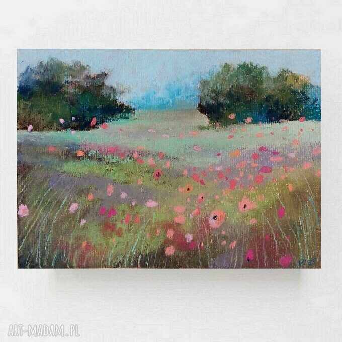 Wiosenna Łąka - obraz z pasteli suchych 18x24 cm